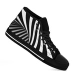 Black And White Spiral Twist Illusion Print Black High Top Shoes