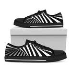 Black And White Spiral Twist Illusion Print Black Low Top Shoes