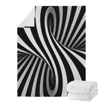 Black And White Spiral Twist Illusion Print Blanket