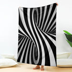 Black And White Spiral Twist Illusion Print Blanket