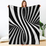 Black And White Spiral Twist Illusion Print Blanket