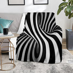 Black And White Spiral Twist Illusion Print Blanket