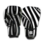 Black And White Spiral Twist Illusion Print Boxing Gloves