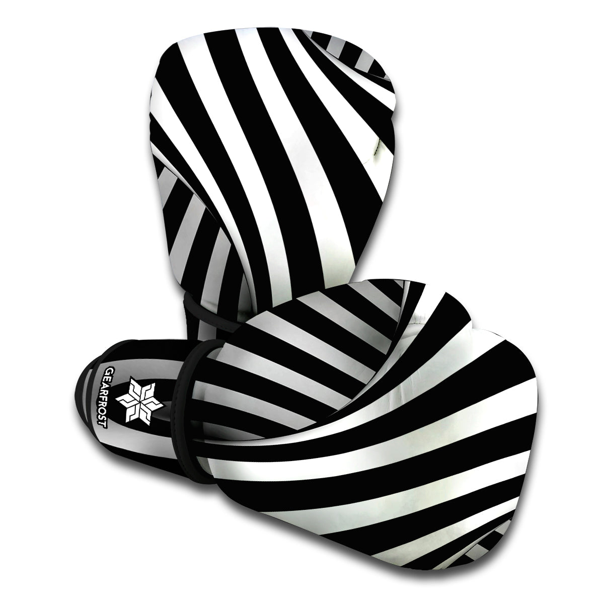Black And White Spiral Twist Illusion Print Boxing Gloves