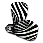 Black And White Spiral Twist Illusion Print Boxing Gloves