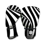 Black And White Spiral Twist Illusion Print Boxing Gloves