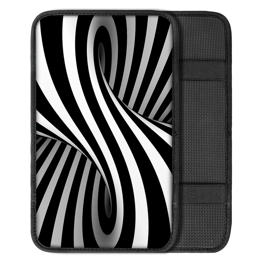 Black And White Spiral Twist Illusion Print Car Center Console Cover