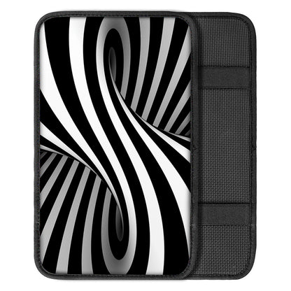 Black And White Spiral Twist Illusion Print Car Center Console Cover