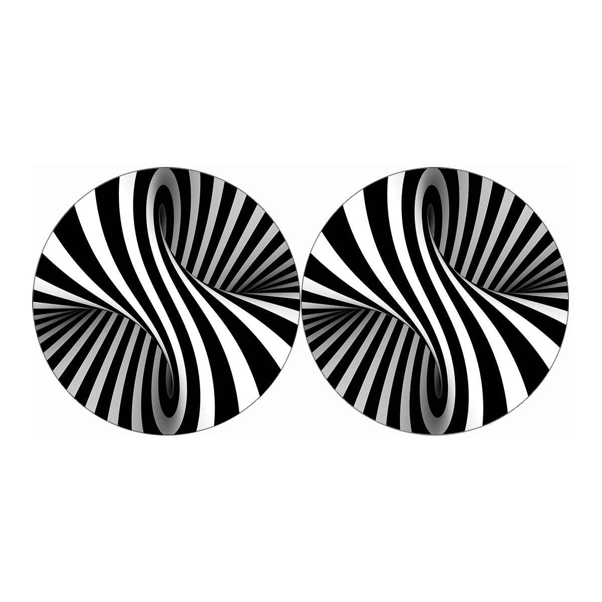 Black And White Spiral Twist Illusion Print Car Coasters