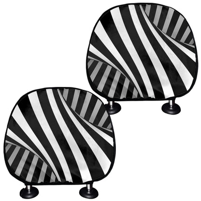 Black And White Spiral Twist Illusion Print Car Headrest Covers