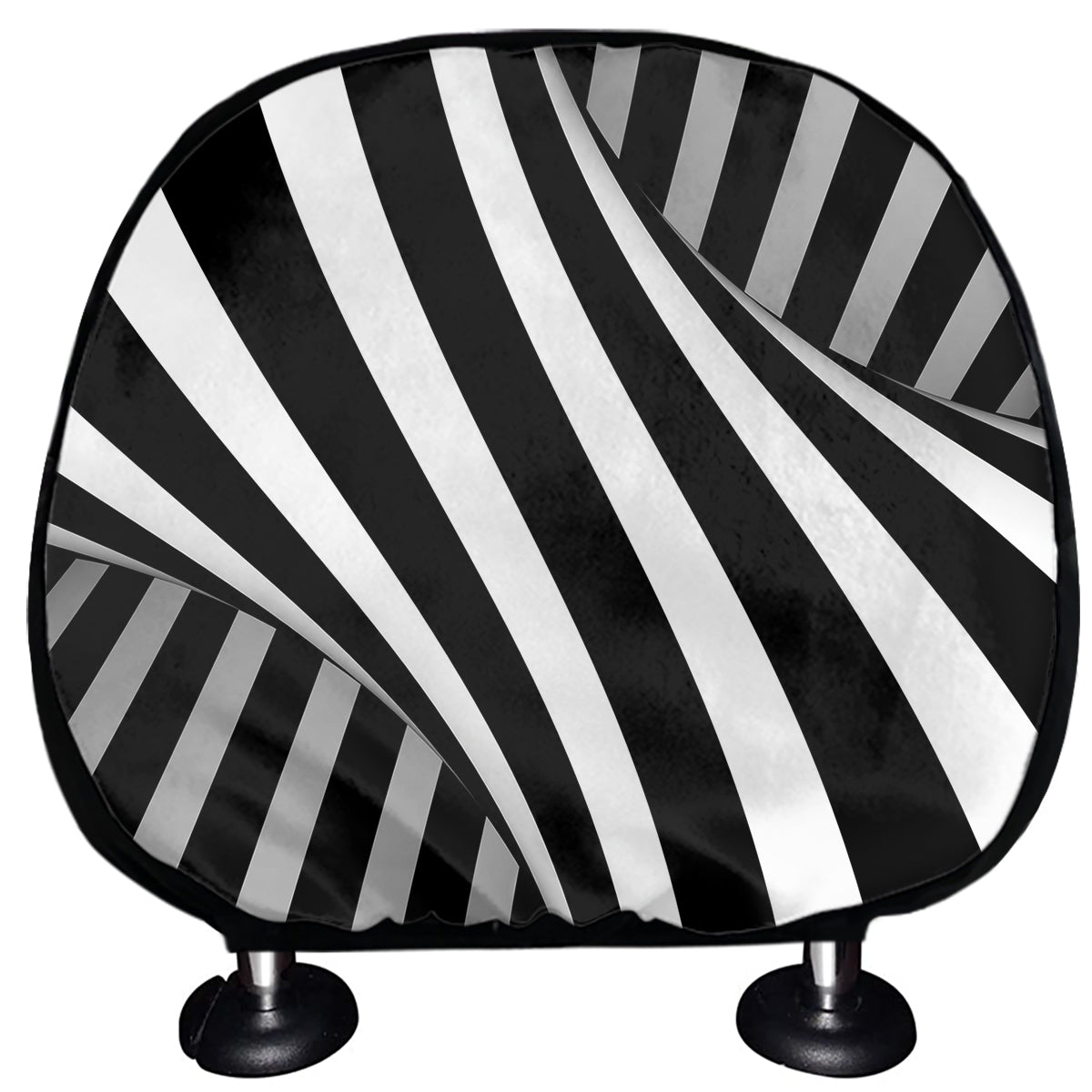 Black And White Spiral Twist Illusion Print Car Headrest Covers
