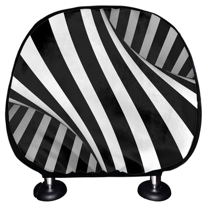 Black And White Spiral Twist Illusion Print Car Headrest Covers