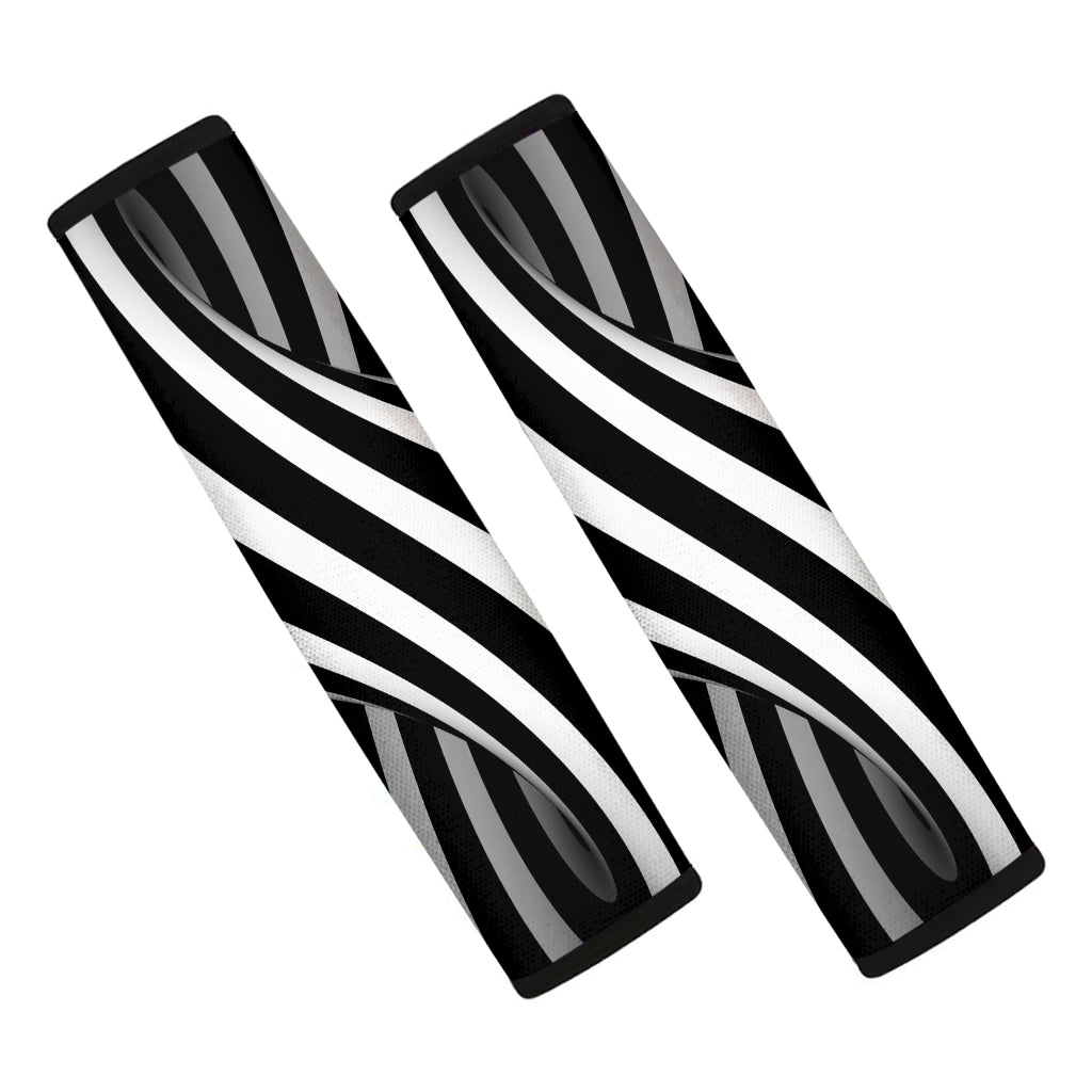 Black And White Spiral Twist Illusion Print Car Seat Belt Covers