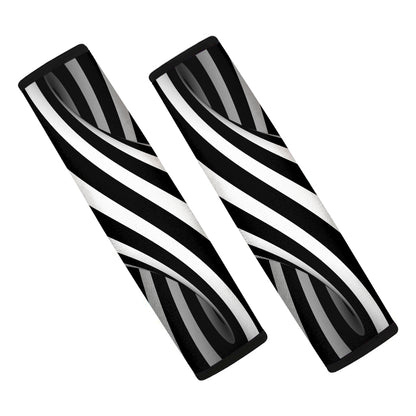 Black And White Spiral Twist Illusion Print Car Seat Belt Covers