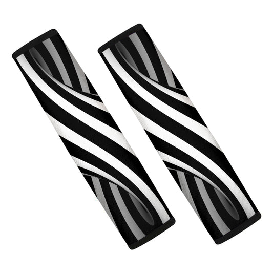 Black And White Spiral Twist Illusion Print Car Seat Belt Covers