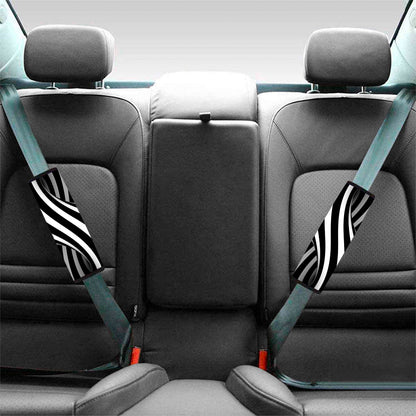 Black And White Spiral Twist Illusion Print Car Seat Belt Covers