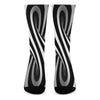 Black And White Spiral Twist Illusion Print Crew Socks