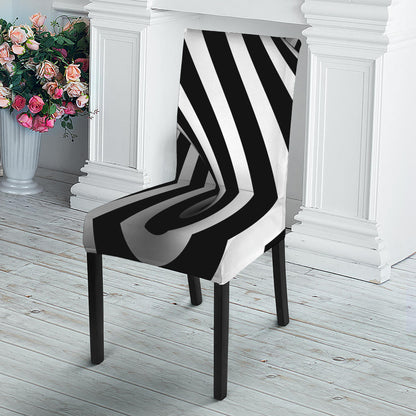 Black And White Spiral Twist Illusion Print Dining Chair Slipcover