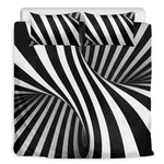 Black And White Spiral Twist Illusion Print Duvet Cover Bedding Set