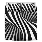 Black And White Spiral Twist Illusion Print Duvet Cover Bedding Set
