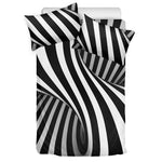 Black And White Spiral Twist Illusion Print Duvet Cover Bedding Set