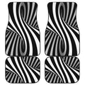 Black And White Twist Illusion Print Front and Back Car Floor Mats