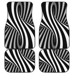 Black And White Spiral Twist Illusion Print Front and Back Car Floor Mats