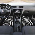 Black And White Spiral Twist Illusion Print Front and Back Car Floor Mats