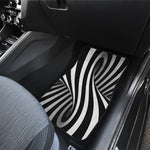 Black And White Spiral Twist Illusion Print Front and Back Car Floor Mats