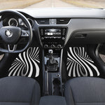 Black And White Spiral Twist Illusion Print Front Car Floor Mats