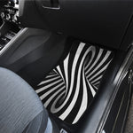 Black And White Spiral Twist Illusion Print Front Car Floor Mats