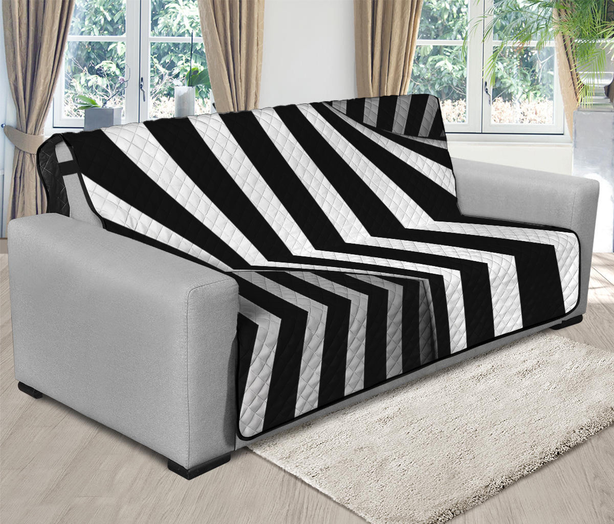 Black And White Spiral Twist Illusion Print Futon Protector