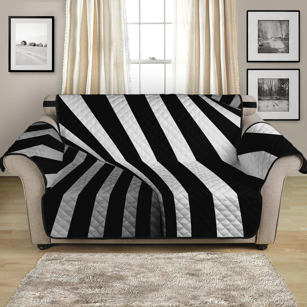 Black And White Spiral Twist Illusion Print Loveseat Protector