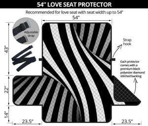 Black And White Spiral Twist Illusion Print Loveseat Protector