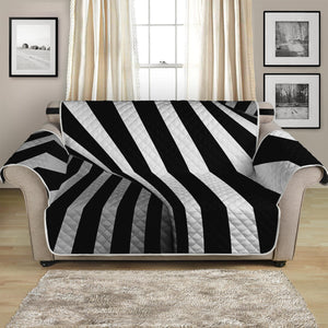 Black And White Spiral Twist Illusion Print Loveseat Protector