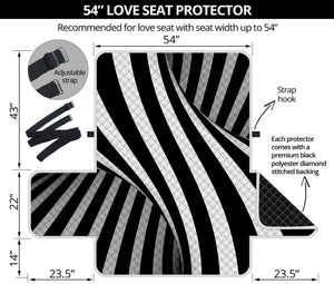 Black And White Spiral Twist Illusion Print Loveseat Protector