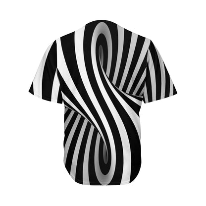 Black And White Spiral Twist Illusion Print Men's Baseball Jersey
