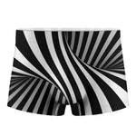 Black And White Spiral Twist Illusion Print Men's Boxer Briefs