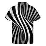 Black And White Spiral Twist Illusion Print Men's Short Sleeve Shirt