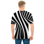 Black And White Spiral Twist Illusion Print Men's T-Shirt