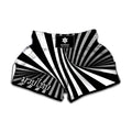 Black And White Twist Illusion Print Muay Thai Boxing Shorts
