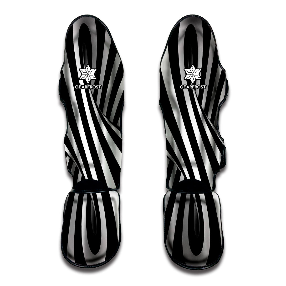 Black And White Spiral Twist Illusion Print Muay Thai Shin Guard