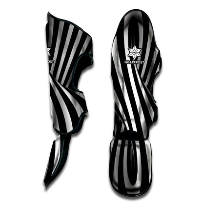 Black And White Spiral Twist Illusion Print Muay Thai Shin Guard