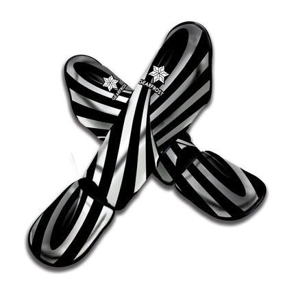 Black And White Spiral Twist Illusion Print Muay Thai Shin Guard
