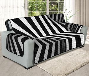 Black And White Spiral Twist Illusion Print Oversized Sofa Protector