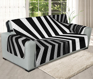 Black And White Spiral Twist Illusion Print Oversized Sofa Protector