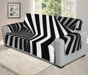 Black And White Spiral Twist Illusion Print Oversized Sofa Protector