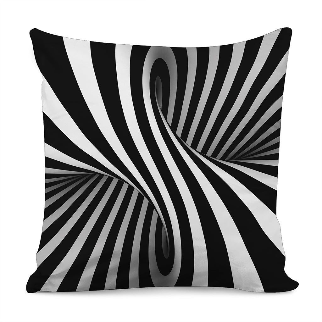 Black And White Spiral Twist Illusion Print Pillow Cover