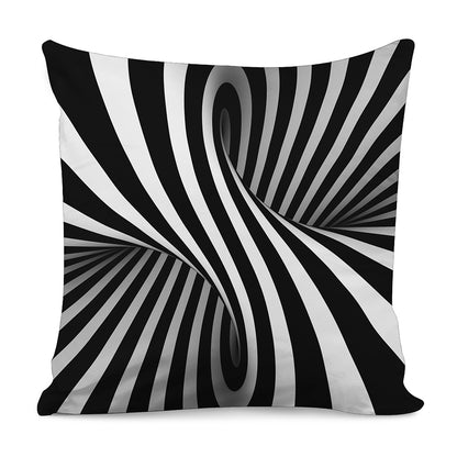 Black And White Spiral Twist Illusion Print Pillow Cover