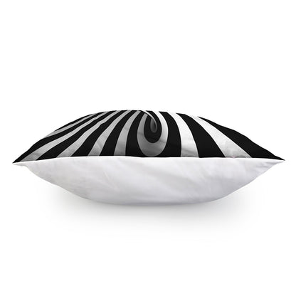 Black And White Spiral Twist Illusion Print Pillow Cover